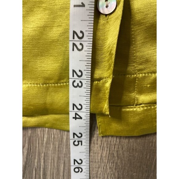 Chicos Designs Bright Green Long Sleeve Silk Blend Button Up Blouse Top Sz S - Picture 8 of 9